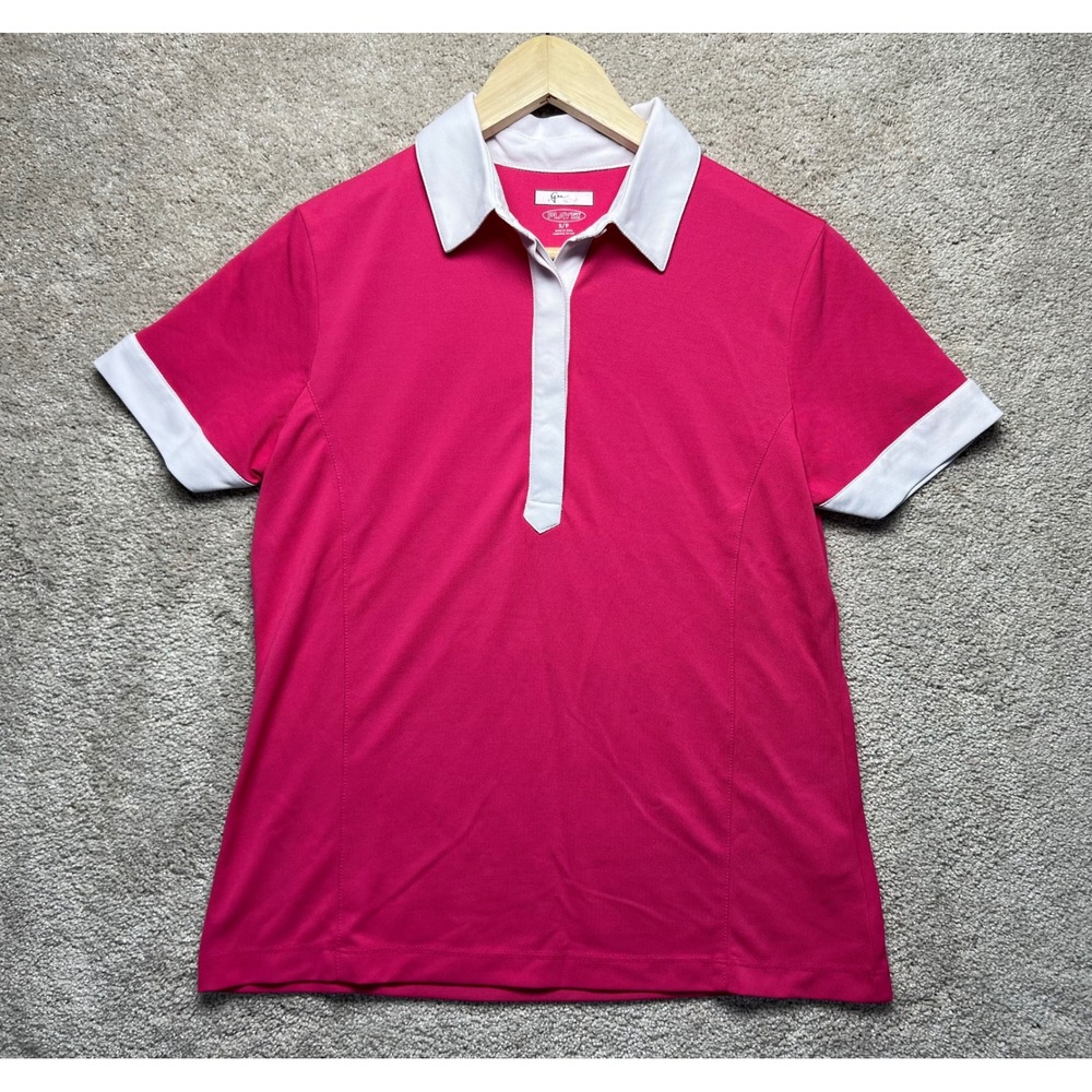 Greg Norman PLAY DRY‎ Womens Golf Polo Shirt S/P Pink Short Sleeve Activewear S
